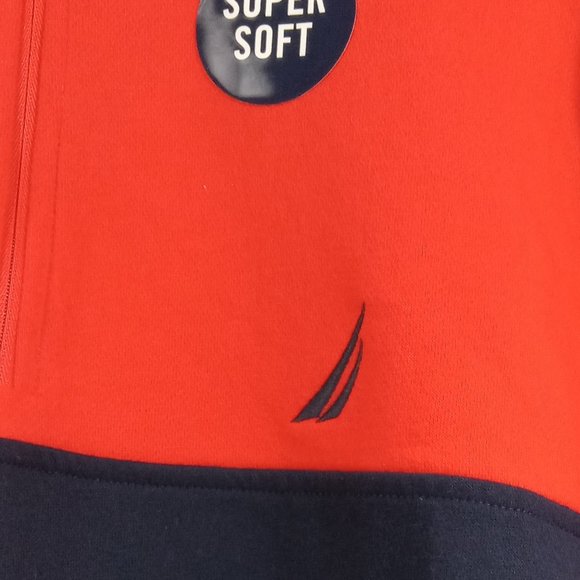 Nautica 1/4 Zip Front Fleece Sweater Sunrise Red Size Medium NWT - Picture 3 of 9